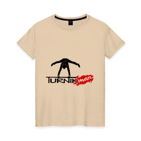 Женская футболка хлопок с принтом Turnikman , 100% хлопок | прямой крой, круглый вырез горловины, длина до линии бедер, слегка спущенное плечо | turnik man | turnikman | work out | workout | ворк аут | турникмен