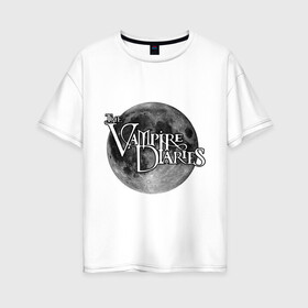 Женская футболка хлопок Oversize с принтом Дневники вампиров луна , 100% хлопок | свободный крой, круглый ворот, спущенный рукав, длина до линии бедер
 | the vampire diaries | дневники вампира | луна | сериалы | тв