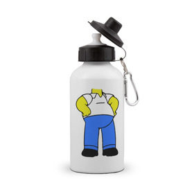 Бутылка спортивная с принтом тело Гомера , металл | емкость — 500 мл, в комплекте две пластиковые крышки и карабин для крепления | гомер без головы