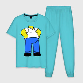 Мужская пижама хлопок с принтом тело Гомера , 100% хлопок | брюки и футболка прямого кроя, без карманов, на брюках мягкая резинка на поясе и по низу штанин
 | гомер без головы