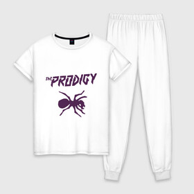 Женская пижама хлопок с принтом The Prodigy паук , 100% хлопок | брюки и футболка прямого кроя, без карманов, на брюках мягкая резинка на поясе и по низу штанин | Тематика изображения на принте: prodigy | the prodigy | паук | продеджи | продиджи | продиджы