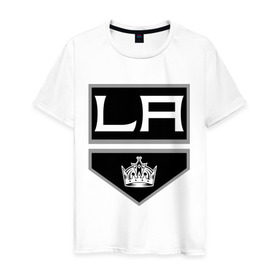 Мужская футболка хлопок с принтом Los Angeles Kings - Лос Анджелес , 100% хлопок | прямой крой, круглый вырез горловины, длина до линии бедер, слегка спущенное плечо. | Тематика изображения на принте: la | los angeles kings | nhl | кубок стенли | лос анджелес кингс | нхл | хоккей