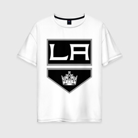 Женская футболка хлопок Oversize с принтом Los Angeles Kings - Лос Анджелес , 100% хлопок | свободный крой, круглый ворот, спущенный рукав, длина до линии бедер
 | la | los angeles kings | nhl | кубок стенли | лос анджелес кингс | нхл | хоккей