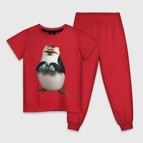 Детская пижама хлопок с принтом Пингвин с биноклем , 100% хлопок |  брюки и футболка прямого кроя, без карманов, на брюках мягкая резинка на поясе и по низу штанин
 | пингвин
