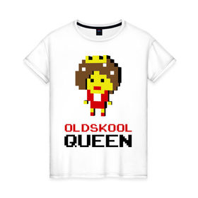 Женская футболка хлопок с принтом Oldskool Queen , 100% хлопок | прямой крой, круглый вырез горловины, длина до линии бедер, слегка спущенное плечо | 