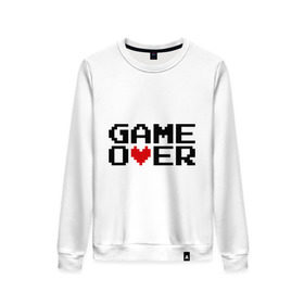 Женский свитшот хлопок с принтом game over 8 bit , 100% хлопок | прямой крой, круглый вырез, на манжетах и по низу широкая трикотажная резинка  | 8 bit | 8 бит | 8bit | 8бит | game over | игра окончена