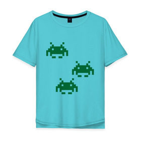 Мужская футболка хлопок Oversize с принтом Space invaders 8 bit , 100% хлопок | свободный крой, круглый ворот, “спинка” длиннее передней части | 8 bit | 8 бит | 8bit | 8бит | space invaders | космические захватчики