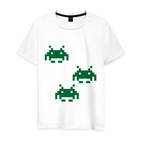 Мужская футболка хлопок с принтом Space invaders 8 bit , 100% хлопок | прямой крой, круглый вырез горловины, длина до линии бедер, слегка спущенное плечо. | 8 bit | 8 бит | 8bit | 8бит | space invaders | космические захватчики