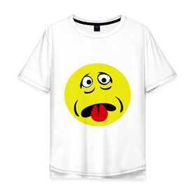 Мужская футболка хлопок Oversize с принтом Грустный смайл , 100% хлопок | свободный крой, круглый ворот, “спинка” длиннее передней части | smile | грустный | грусть | смайл | смайлик