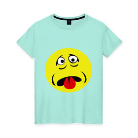 Женская футболка хлопок с принтом Грустный смайл , 100% хлопок | прямой крой, круглый вырез горловины, длина до линии бедер, слегка спущенное плечо | smile | грустный | грусть | смайл | смайлик