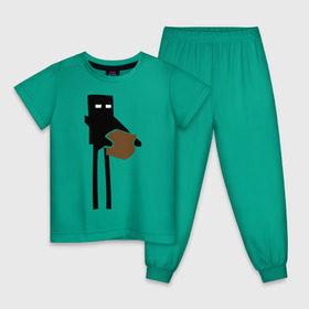 Детская пижама хлопок с принтом Enderman , 100% хлопок |  брюки и футболка прямого кроя, без карманов, на брюках мягкая резинка на поясе и по низу штанин
 | Тематика изображения на принте: enderman | minecraft | игры | компьютерные игры | майнкрафт