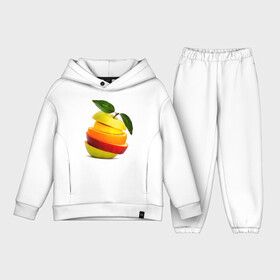 Детский костюм хлопок Oversize с принтом мега яблоко ,  |  | Тематика изображения на принте: апельсин | брызги | вода | лимон | фрукты | яблоко