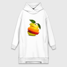 Платье-худи хлопок с принтом мега яблоко ,  |  | Тематика изображения на принте: апельсин | брызги | вода | лимон | фрукты | яблоко