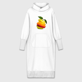 Платье удлиненное хлопок с принтом мега яблоко ,  |  | Тематика изображения на принте: апельсин | брызги | вода | лимон | фрукты | яблоко
