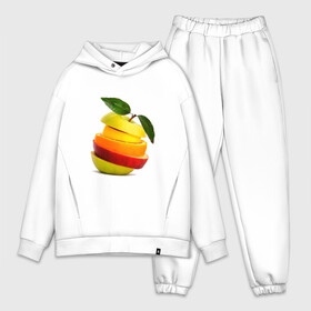 Мужской костюм хлопок OVERSIZE с принтом мега яблоко ,  |  | Тематика изображения на принте: апельсин | брызги | вода | лимон | фрукты | яблоко
