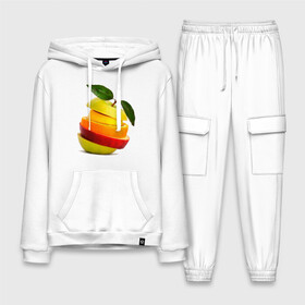 Мужской костюм хлопок с толстовкой с принтом мега яблоко ,  |  | Тематика изображения на принте: апельсин | брызги | вода | лимон | фрукты | яблоко