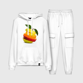 Женский костюм хлопок (с толстовкой) с принтом мега яблоко ,  |  | Тематика изображения на принте: апельсин | брызги | вода | лимон | фрукты | яблоко
