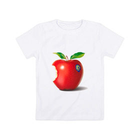 Детская футболка хлопок с принтом откусанное яблоко , 100% хлопок | круглый вырез горловины, полуприлегающий силуэт, длина до линии бедер | apple | вкусное | девушкам | фрукты | фрукты и ягоды | яблоко