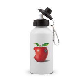Бутылка спортивная с принтом откусанное яблоко , металл | емкость — 500 мл, в комплекте две пластиковые крышки и карабин для крепления | apple | вкусное | девушкам | фрукты | фрукты и ягоды | яблоко
