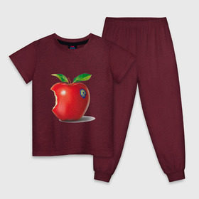 Детская пижама хлопок с принтом откусанное яблоко , 100% хлопок |  брюки и футболка прямого кроя, без карманов, на брюках мягкая резинка на поясе и по низу штанин
 | apple | вкусное | девушкам | фрукты | фрукты и ягоды | яблоко