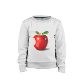 Детский свитшот хлопок с принтом откусанное яблоко , 100% хлопок | круглый вырез горловины, эластичные манжеты, пояс и воротник | Тематика изображения на принте: apple | вкусное | девушкам | фрукты | фрукты и ягоды | яблоко