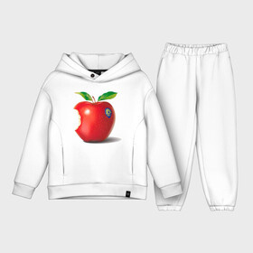 Детский костюм хлопок Oversize с принтом откусанное яблоко ,  |  | Тематика изображения на принте: apple | вкусное | девушкам | фрукты | фрукты и ягоды | яблоко