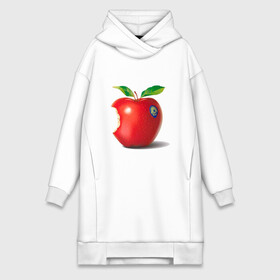 Платье-худи хлопок с принтом откусанное яблоко ,  |  | apple | вкусное | девушкам | фрукты | фрукты и ягоды | яблоко