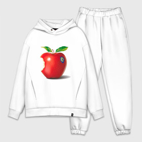 Мужской костюм хлопок OVERSIZE с принтом откусанное яблоко ,  |  | Тематика изображения на принте: apple | вкусное | девушкам | фрукты | фрукты и ягоды | яблоко