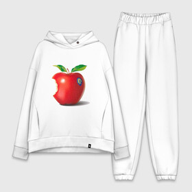 Женский костюм хлопок Oversize с принтом откусанное яблоко ,  |  | Тематика изображения на принте: apple | вкусное | девушкам | фрукты | фрукты и ягоды | яблоко
