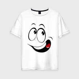 Женская футболка хлопок Oversize с принтом Смайл_01 , 100% хлопок | свободный крой, круглый ворот, спущенный рукав, длина до линии бедер
 | smile | позитив | рожица | смайл | смайлик