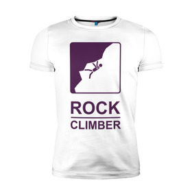 Мужская футболка премиум с принтом Rock climber , 92% хлопок, 8% лайкра | приталенный силуэт, круглый вырез ворота, длина до линии бедра, короткий рукав | Тематика изображения на принте: climb | rock climber | альпинизм | альпинисты | горы | путь | скалолазанье | скалолазы | спорт