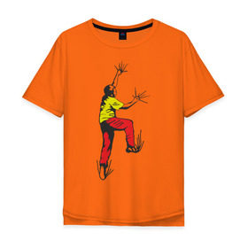Мужская футболка хлопок Oversize с принтом Альпинист карабкается , 100% хлопок | свободный крой, круглый ворот, “спинка” длиннее передней части | climb | альпинизм | альпинисты | горы | путь | скалолазанье | скалолазы | спорт