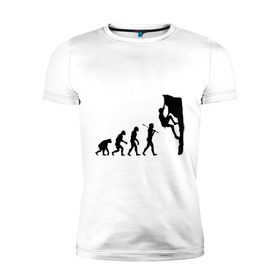 Мужская футболка премиум с принтом Эволюция альпиниста , 92% хлопок, 8% лайкра | приталенный силуэт, круглый вырез ворота, длина до линии бедра, короткий рукав | climb | climber | альпинизм | альпинист | альпинисты | горы | путь | скалолазанье | скалолазы | спорт | эволюция