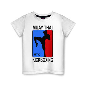 Детская футболка хлопок с принтом Muay Thai Kickboxing , 100% хлопок | круглый вырез горловины, полуприлегающий силуэт, длина до линии бедер | кикбоксинг | муай тай