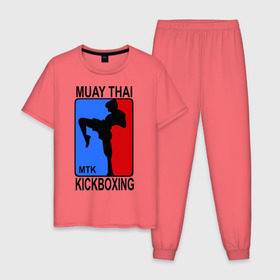 Мужская пижама хлопок с принтом Muay Thai Kickboxing , 100% хлопок | брюки и футболка прямого кроя, без карманов, на брюках мягкая резинка на поясе и по низу штанин
 | кикбоксинг | муай тай