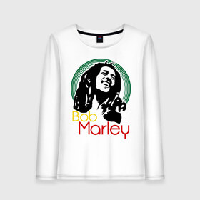 Женский лонгслив хлопок с принтом Saint Bob Marley , 100% хлопок |  | bob marley | saint bob marley | боб марли | музыка | регги