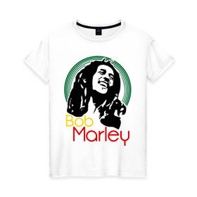 Женская футболка хлопок с принтом Saint Bob Marley , 100% хлопок | прямой крой, круглый вырез горловины, длина до линии бедер, слегка спущенное плечо | bob marley | saint bob marley | боб марли | музыка | регги