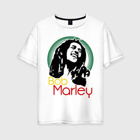 Женская футболка хлопок Oversize с принтом Saint Bob Marley , 100% хлопок | свободный крой, круглый ворот, спущенный рукав, длина до линии бедер
 | bob marley | saint bob marley | боб марли | музыка | регги