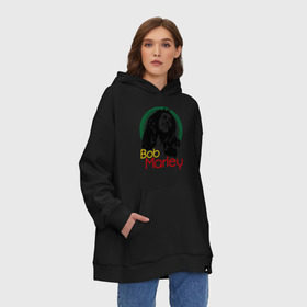 Худи SuperOversize хлопок с принтом Saint Bob Marley , 70% хлопок, 30% полиэстер, мягкий начес внутри | карман-кенгуру, эластичная резинка на манжетах и по нижней кромке, двухслойный капюшон
 | bob marley | saint bob marley | боб марли | музыка | регги