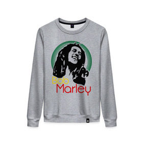 Женский свитшот хлопок с принтом Saint Bob Marley , 100% хлопок | прямой крой, круглый вырез, на манжетах и по низу широкая трикотажная резинка  | bob marley | saint bob marley | боб марли | музыка | регги
