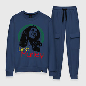 Женский костюм хлопок с принтом Saint Bob Marley , 100% хлопок | на свитшоте круглая горловина, мягкая резинка по низу. Брюки заужены к низу, на них два вида карманов: два 