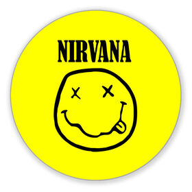 Коврик круглый с принтом Nirvana logo , резина и полиэстер | круглая форма, изображение наносится на всю лицевую часть | cobain | nirvana | rock | smells like teen spirit | кобейн | нирвана | рок