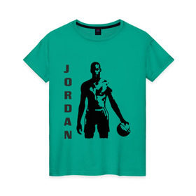 Женская футболка хлопок с принтом Michael Jordan , 100% хлопок | прямой крой, круглый вырез горловины, длина до линии бедер, слегка спущенное плечо | michel jordan | nba | джордан | майкл | нба