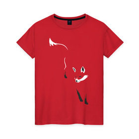 Женская футболка хлопок с принтом Лиса , 100% хлопок | прямой крой, круглый вырез горловины, длина до линии бедер, слегка спущенное плечо | Тематика изображения на принте: девушкам | животные | лисенок | лисица