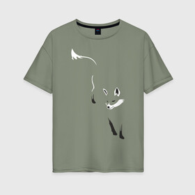 Женская футболка хлопок Oversize с принтом Лиса , 100% хлопок | свободный крой, круглый ворот, спущенный рукав, длина до линии бедер
 | девушкам | животные | лисенок | лисица
