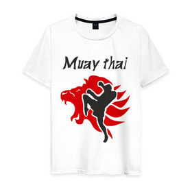 Мужская футболка хлопок с принтом Muay thai , 100% хлопок | прямой крой, круглый вырез горловины, длина до линии бедер, слегка спущенное плечо. | муай тай
