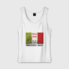 Женская майка хлопок с принтом Я love Италия , 95% хлопок, 5% эластан |  | Тематика изображения на принте: i love italy | италия | колизей | рим | флаг италии | я люблю италию