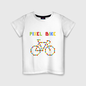 Детская футболка хлопок с принтом Pixel Bike in color , 100% хлопок | круглый вырез горловины, полуприлегающий силуэт, длина до линии бедер | 
