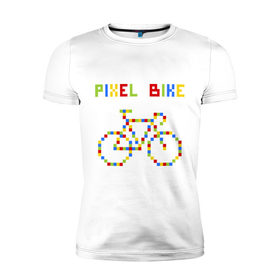 Мужская футболка премиум с принтом Pixel Bike in color , 92% хлопок, 8% лайкра | приталенный силуэт, круглый вырез ворота, длина до линии бедра, короткий рукав | Тематика изображения на принте: 