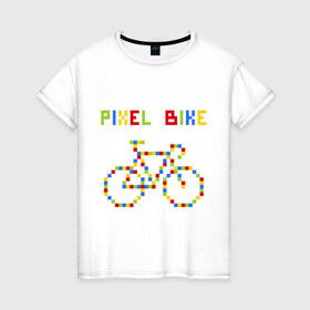 Женская футболка хлопок с принтом Pixel Bike in color , 100% хлопок | прямой крой, круглый вырез горловины, длина до линии бедер, слегка спущенное плечо | 